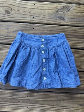 Ralph Lauren Blue Chambray Button-Front Kids Skirt